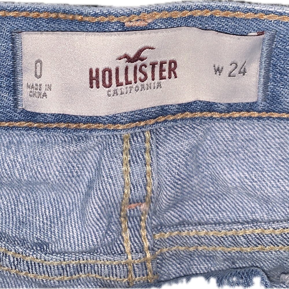 Hollister Y2K Light Blue Distressed Cuffed Denim Jean Short Shorts 0 24 - Picture 4 of 9